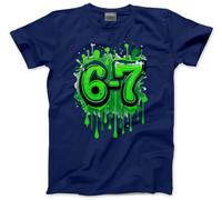 Bright 67 Top for Kids - 67 6-7 Graffiti Paint Green Slogan T-Shirt - Six Seven Graphic Tee Internet Meme Fun Number Day Tshirt - 5-6 Years Navy