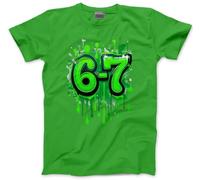 Bright 67 Top for Kids - 67 6-7 Graffiti Paint Green Slogan T-Shirt - Six Seven Graphic Tee Internet Meme Fun Number Day Tshirt