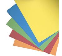 Bright A2 Large Sheets of Coloured Card 50 Sheets 230 Micron 180gsm 5 Colours Orange Green Blue Yellow and Red Mounting Card A2