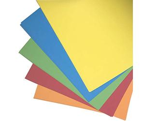 Bright A2 Large Sheets of Coloured Card 50 Sheets 230 Micron 180gsm 5 Colours Orange Green Blue Yellow and Red Mounting Card A2