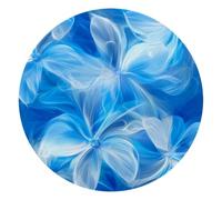 Bright Abstract Blue Flower Floral Pattern Round Mouse Pad, Mousepad with Non-Slip Rubber Base, Computer Gaming Pads for Wireless Mouse, Easy Gliding