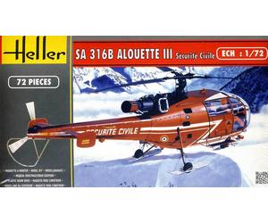 Bright Alouette III Civil Security Rescue Helicopter 1:72 Model Kit