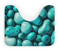 Bright Aqua Blue Turquoise Bath Mat U-Shaped Toilet Rug Non-Slip Quick Dry Shower Rug Contour Rug Soft Absorbent Bath Carpet for Kitchen Bathroom Floor Bathtub Sink 20 X 16 Inch