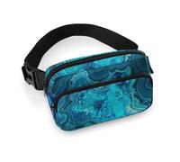 Bright Aqua Blue Turquoise Fanny Pack for Women, Personalized Waist Bag with Multi-Pockets for Men, Belt Bag for Travel, Crossbody Bags with Zipper, Adjustable Bum Bags for Running