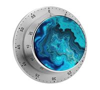 Bright Aqua Blue Turquoise Mechanical Kitchen Timer 60 Minute Wind Up Countdown Clock with Magnetic Back Loud Alarm Stainless Steel Manual Timer for Cooking Baking Classroom Home Gym