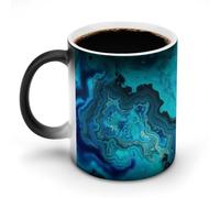 Bright Aqua Blue Turquoise Mug 11oz Custom Magic Mug Personalized Coffee Mugs Ceramic Heat Sensitive Clue Mugs Funny Color Changing Cup with Handle Novelty Coffee Cup for Daily Use