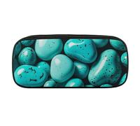 Bright Aqua Blue Turquoise Pencil Case Waterproof Leather Pencil Pouch Multi-purpose Aesthetic Makeup Bag Cute Pen Bag Large Cosmetic Bag for Office Stationery, Travel