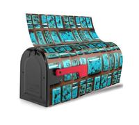 Bright Aqua Blue Turquoise Print Fashion mailbox cover Magnetic Mailbox Cover Waterproof Unique Easy Installation