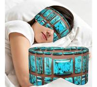 Bright Aqua Blue Turquoise Print Full Coverage Sleep Mask,Eye Mask Portable for Travel Office Nap Shift Work