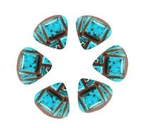 Bright Aqua Blue Turquoise print Guitar Picks 12PCS Mixed Gauges(0.46/0.71/0.96mm) with Case, for Guitar/Ukulele