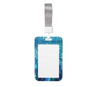 Bright Aqua Blue Turquoise Print Id Card Holder,Badge Holder with Lanyard,Work Pass Protector for Office Staff School Nurse