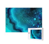 Bright Aqua Blue Turquoise Printed 300 Pieces Jigsaw Puzzle with Storage Box, Wooden Puzzle for Adults and Kids, Family Fun Decorative Game, 40x28 CM