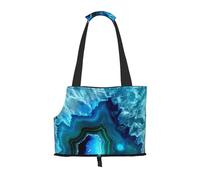 "Bright Aqua Blue Turquoise Prints Small Dog Carrier Bag, Portable Cat Carrier Handbag, Foldable Pet Carrier Bag, Personalized Pattern Design"