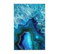 Bright Aqua Blue Turquoise Prints Wooden Jigsaw Puzzle 300-Piece in Plastic Box, 26x38 CM Eco-Friendly Educational Puzzle for Family Fun & Adult Relaxation