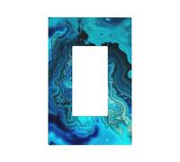 Bright Aqua Blue Turquoise Wall Plates Decorative Light Switch Cover 1 Gang Outlet Covers Standard Size 5" x 3" Plug Covers Electrical Switchplate Home Decor for Bedroom Kitchen