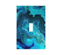 Bright Aqua Blue Turquoise Wall Plates Decorative Light Switch Cover 1 Gang Outlet Covers Standard Size 5" x 3" Plug Covers Electrical Switchplate Home Decor for Bedroom Kitchen