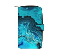Bright Aqua Blue Turquoise Wallet Multifunctional Leather Wallets for Men Compact Long Wallet Credit Card Holder Passport Bag