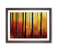 Bright Autumn Forest Framed Print | A3 Walnut Framed Wall Art | Ready to Hang | Modern Landscape Picture | Living Room Bedroom Lounge Office