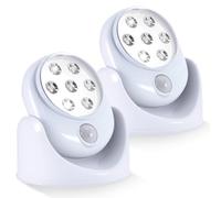 Bright Ball Lights 2 Pack - Brighter PIR Motion Sensor Night Light Auto On/Off, Battery Security Light Rotatable Motion Activated Sensor Lights Wireless Security Lighting Lamp