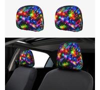 Bright Beautiful Colorful Art Car Headrest Cover 2 PCS, Funny Auto Front Seat Head Rest Protector, Universal Car Headrest Protector Elastic, Personalized Seat Cover Headrest Trim for Most Cars