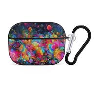 Bright Beautiful Colorful Art for Airpod Pro Case Cover Hard Shell Full Drop Protection Cover with Keychain Compatible with AirPod Pro 2nd/1st Generation, Front LED Visible,Black