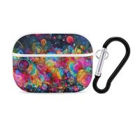 Bright Beautiful Colorful Art for Airpod Pro Case Cover Hard Shell Full Drop Protection Cover with Keychain Compatible with AirPod Pro 2nd/1st Generation, Front LED Visible,White