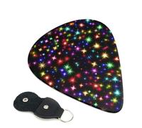 Bright Beautiful Colorful Art Guitar Picks, 6 Pcs Guitar Plectrums double-sided printing, suitable for acoustic, electric and bass guitars, including 0.46 mm 0.71 mm 0.96 mm