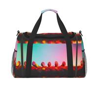 Bright Beautiful Colorful Art Hand Travel Bag - Large Reusable Shopping Tote Bag, Perfect for Outdoor Activities, Sports, Camping & Groceries, Black, One Size