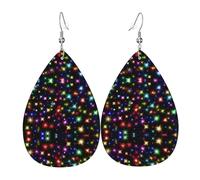 Bright Beautiful Colorful Art Patterned leather earrings, women's earrings, suitable for daily wear, party and date
