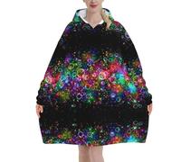 Bright Beautiful Colorful Art Print Blanket Hoodie Oversized Wearable Hooded Blanket Warm Throw Blanket Sweatshirt For Women Men Teens 320g Flannel