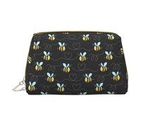Bright Beautiful Colorful Art Print Cosmetic Bags,Leather Makeup Bag Small For Purse,Cosmetic Pouch,Toiletry Clutch For Women Travel, Bumble Bees, One Size