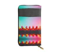Bright Beautiful Colorful Art Print Leather Long Clutch Wallet – Fashionable Personalized Wallet, Multiple Card Slots, Gift Ready, Black, One Size