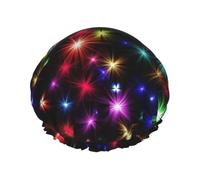 Bright Beautiful Colorful Art Print Shower Cap for Women Men, Reusable Double-Layer Fabric Bathing Cap Girls Hair Caps, 27 CM