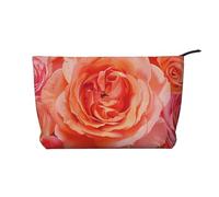 Bright Beautiful Rose Printed Makeup Bag Corduroy Travel Cosmetic Bags Cosmetic Case Toiletry Bag Organizer for Women Mom Girls