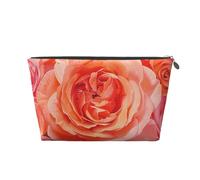 Bright Beautiful Rose Printed Travel Cosmetic Bags with Silver Zipper Makeup Organizer Cosmetic Case Toiletry Bag for Women Mom Girls