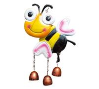 Bright Bee Wind Chime In Yellow And Black, Metal Sign Sweet Smiling Bee (Windchime)