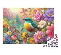 Bright Bird In Vibrant Floral Scene 1000 Piece Jigsaw Puzzle Colorful Birds Educational & Challenging for Kids & Adults 52x38cm/1000pcs