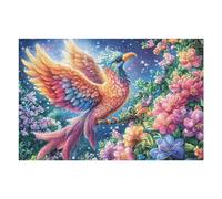 Bright Bird on Branch in Blossom Sky 1000 Piece Count Jigsaw Puzzle Set For Adults Teens 14+ Concentration Training Indoor Game Family Game Night Rigid Cardboard 1000 PCS