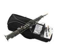 Bright Black Plated Soprano Saxophone Straight Tube Bb Tune Beginner Saxophone