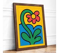 Bright Bloom Modern Framed Wall Art Print A1 (84.1×59.4cm) Walnut, Wall Decor for Living Room, Bedroom, Office & Home, Ready to Hang, Art Gift