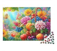 Bright Blooms And Fruits in Basket 1000Pc Jigsaw Puzzle Fruit-themed Educational & Challenging, Gift for All 52x38cm/1000pcs