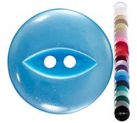 Bright Blue Baby Cardigan Buttons, 11 mm Fish Eye - Pack of 10 Matching Plastic Buttons for Baby Cardigans, Newborn Knits, Christening Sets, Knitting & Repairs - Giddy Square