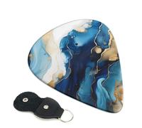 Bright Blue Gold Guitar Plectrums, 6 Guitar Plectrums, Printed on both sides for Electric Guitar Bass Ukulele (0.46 mm 0.71 mm 0.96 mm)