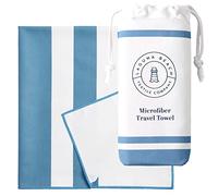 Bright Blue Microfiber Beach Towel by Laguna Beach Textile Co - Sand Free, Light Weight Striped Pool Towel - Perfect for Yoga, Gym, Beach, Pool - Extra Large, 35" x 75 - Laguna Blue