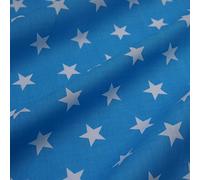 Bright Blue Polycotton Fabric with White Stars (Per Metre)