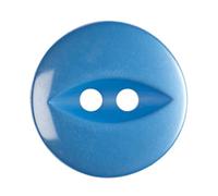 Bright Blue Small Cardigan Buttons, 14 mm Fish Eye, Pack of 10 - Two-Hole Plastic Buttons for Children's Clothes, Baby Dresses & Light Knits - Giddy Square