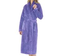 (Bright Blue, Small - UK 10/12) Slenderella Ladies Zig Zag Fleece Shawl Collar Wrap Dressing Gown