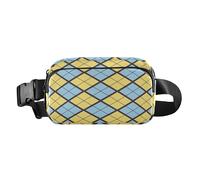 Bright Blue Yellow Patterned Fashionable Fanny Pack Waist Bag for Women Men Teens Waterproof Bum Bag Belt with Adjustable Strap for