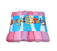 Bright Bots Baby Muslin Squares Burp Cloths Absorbent and Breathable Muslin Cloths Pure Soft 100% Cotton 6 Pack - 70cms (Pink Combo)