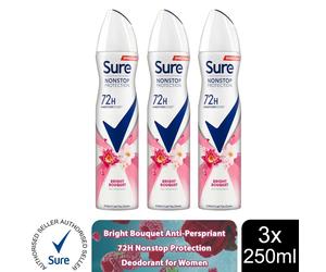 (Bright Bouquet-3PK) Sure Women 72H Nonstop Protection Deodorant